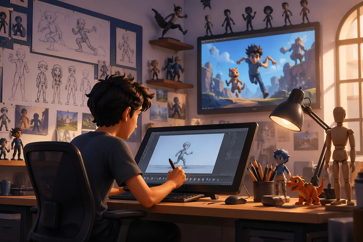 Students working